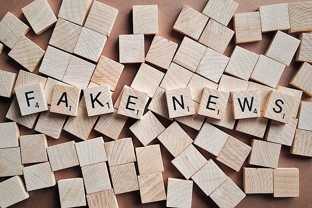 Holzblöcke mit der Aufschrift Fake News