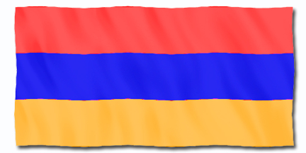 Die Grafik zeigt die rot-blau-orangefarbene Flagge Armeniens.