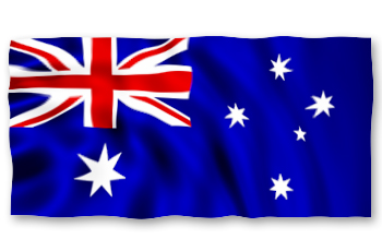 Die Grafik zeigt die Flagge Australiens, bestehend aus dem britischen "Union Jack" und der Darstellung des Sternbildes Kreuz des Südens und einem weiteren großen weißen Stern auf blauen Grund.
