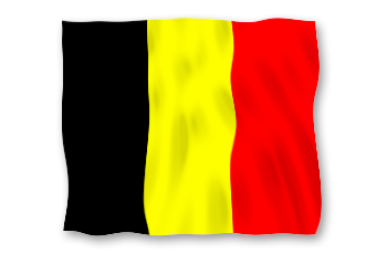 Die Grafik zeigt die senkrecht schwarz-gold-rote Flagge Belgiens.