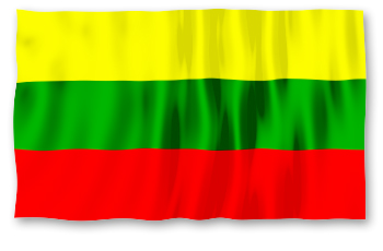 Die Grafik zeigt die quer gelb-grün-rote gestreifte Flagge Litauens.