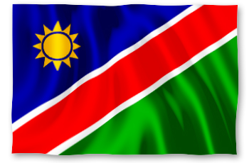 Die Grafik zeigt die Flagge von Namibia.