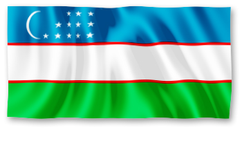 Die Grafik zeigt die Flagge Usbekistans.