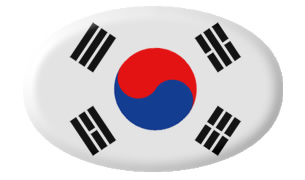 Die Grafik zeigt stilisiert die Flagge von Südkorea.