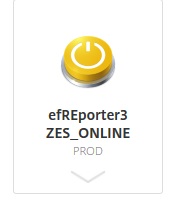 Das Bild zeigt einen gelben Button und den Schriftzug efREporter3 ZES Online. 