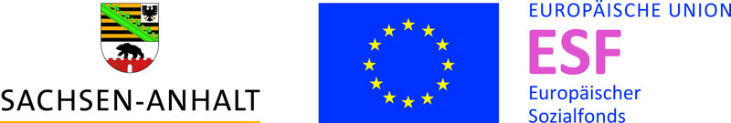 Signet-Paar ESF mit EU-Flagge, Land Sachsen-Anhalt und ESF