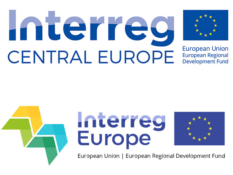 Die Grafik zeigt übereinander die Logos der beiden für Sachsen-Anhalt möglichen Interreg-Ausrichtungen "Europe" und "Central Europe".