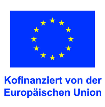 Das Bild zeigt die EU-Flagge und den Förderzusatz. 