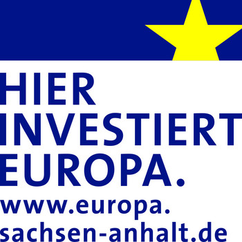 Das Bild zeigt den Schriftzug 'HIER INVESTIERT EUROPA'.